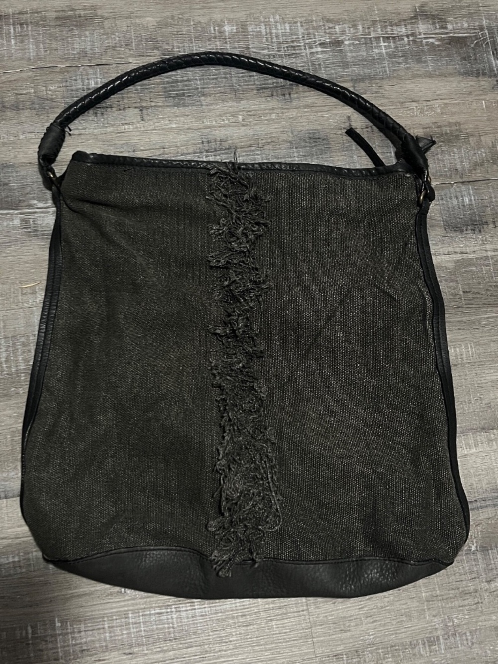 Free People Wilhelmina Bucket Bag Convertible Strap, Gray Distressed